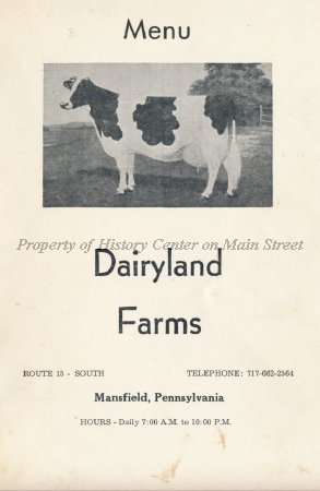 Dairyland Farms Menu ca 1990