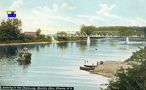 Elmira NY Rorick's Glen Bridge Postcard #y6209 