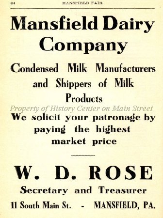 Mansfield Dairy Company 1911 Ad