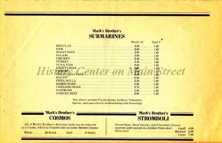 Mark's Brother's Restaurant 1980