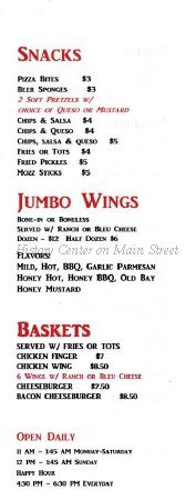 Changos Cantina Menu 2017