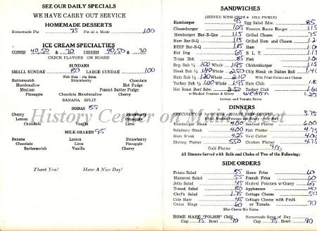Dairyland Farms Menu ca 1990