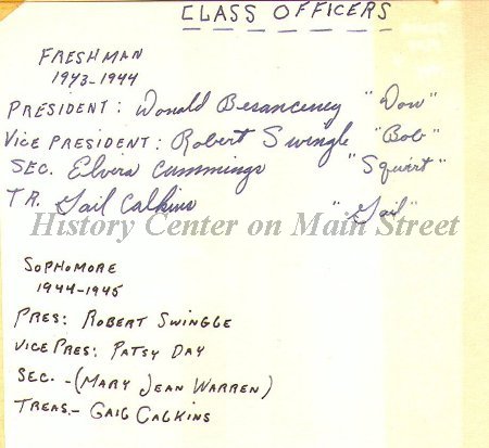 1944 Jr. Hi Class Officers